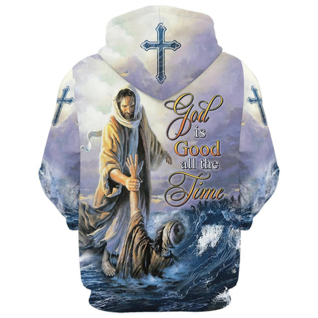 FUNSTUFFPRINT 3D Jesus Peter Walking On Water 3D Hoodie and Zip Hoodie
