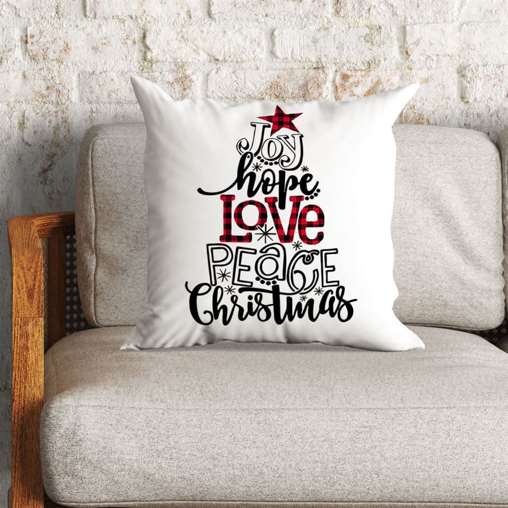Jesus Pillow, Christian, Christmas, Buffalo plaid Pillow, Joy hope love peace Pillow, Christmas Throw Pillow, Inspirational Gifts