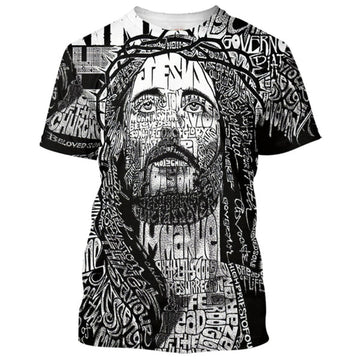 FUNSTUFFPRINT Jesus Portrait 3d Shirts - Christian T-Shirts For Men And Women
 3D T-shirt