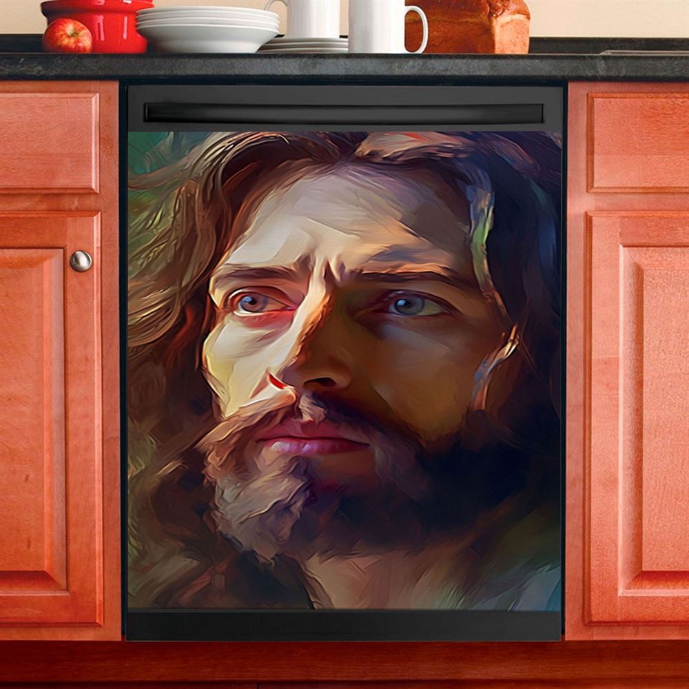 Jesus Portrait Dishwasher Cover, Christian Dishwasher Wrap, Jesus Kitchen Decoration
