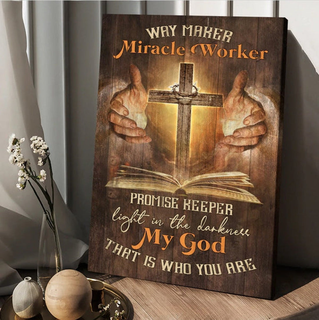 Jesus Pray For Healing Cross Bible Way Maker Miracle Worker Canvas Wall Art - Christian Wall Posters - Religious Wall Decor