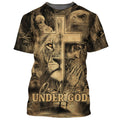 FUNSTUFFPRINT Jesus Prayer Lion One Nation Under God 3D All Over Printed Shirt for Men and Women
 3D T-shirt