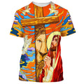 FUNSTUFFPRINT Jesus Praying Lion Of Judah Christian Cross Faith Christian 3D T-shirt
