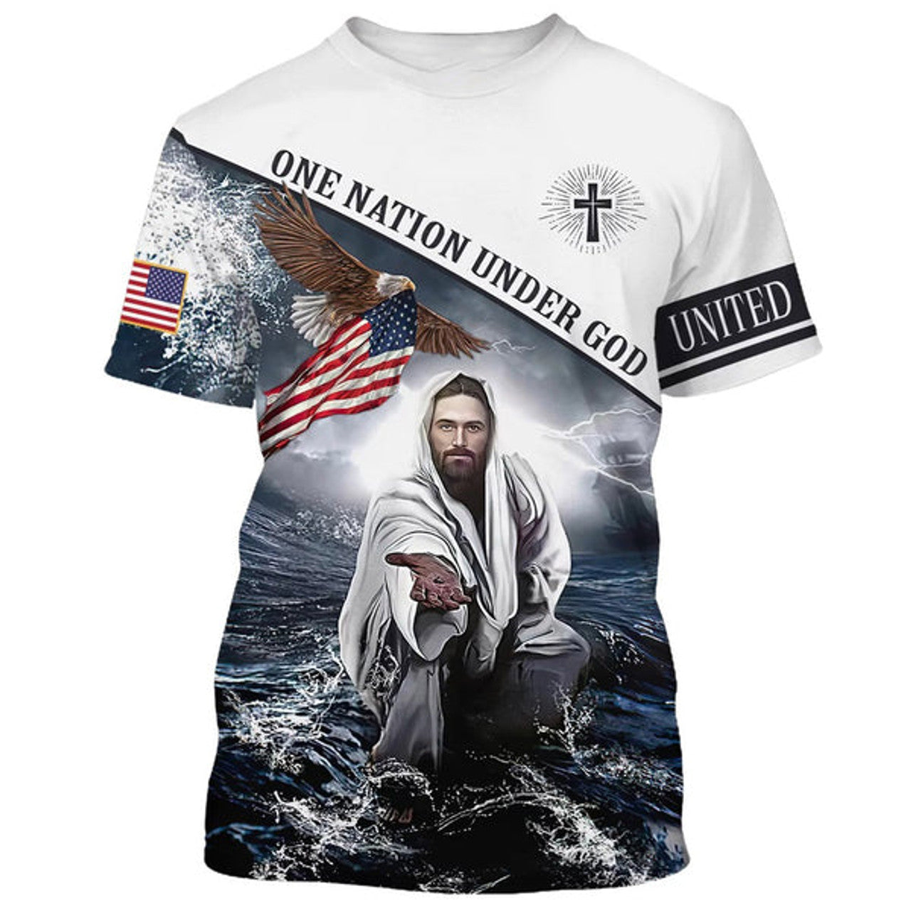 FUNSTUFFPRINT Jesus Reaching Out His Hand Christian 3D T-shirt
