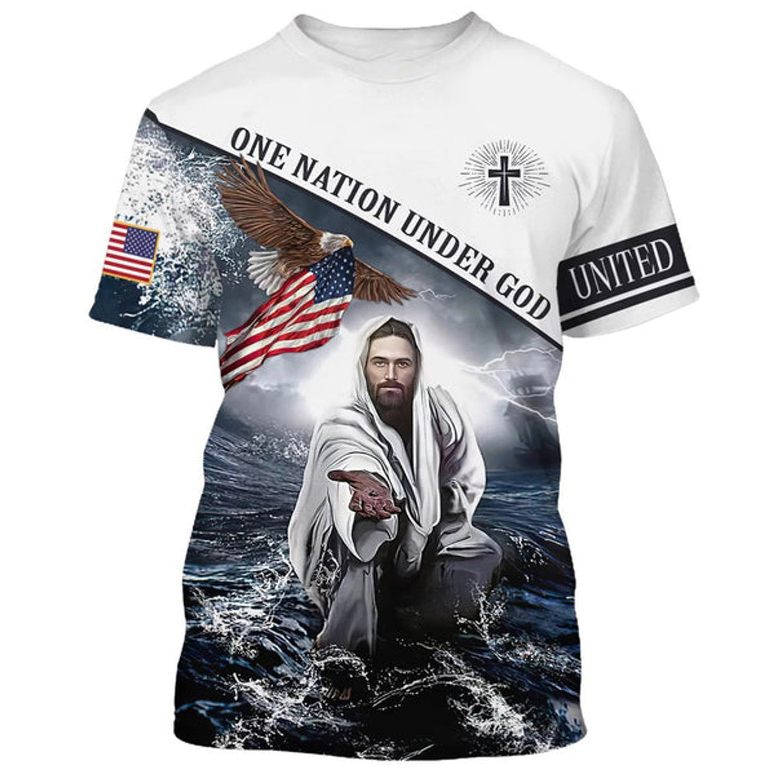 FUNSTUFFPRINT Jesus Reaching Out His Hand Christian 3D T-shirt