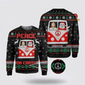 FUNSTUFFPRINT Jesus & Santa Peace On Earth Ugly Christmas Sweater For Men & Women – Gifts For Christians Ugly  Sweater