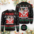 FUNSTUFFPRINT Jesus & Santa Peace On Earth Ugly Christmas Sweater For Men & Women - Jesus Christ Sweater - Christian Shirts Gifts Idea Ugly  Sweater