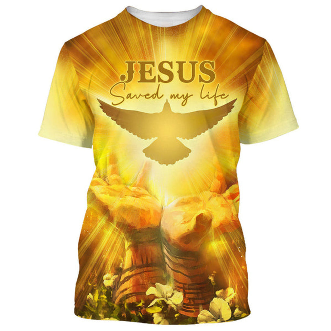 FUNSTUFFPRINT Jesus Saved My Life Christian 3D T-shirt