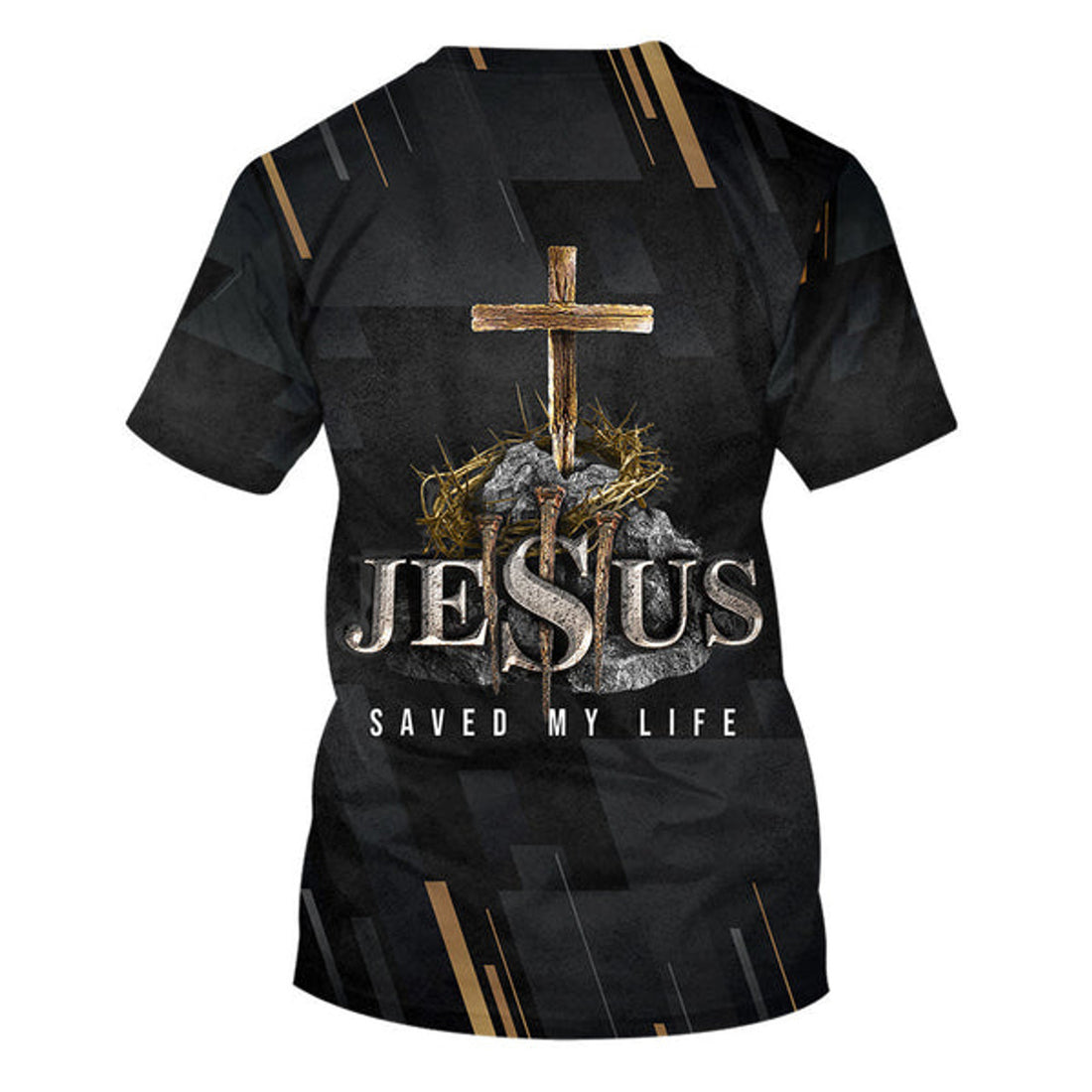 FUNSTUFFPRINT Jesus Saved My Life Cross Christian 3D T-shirt