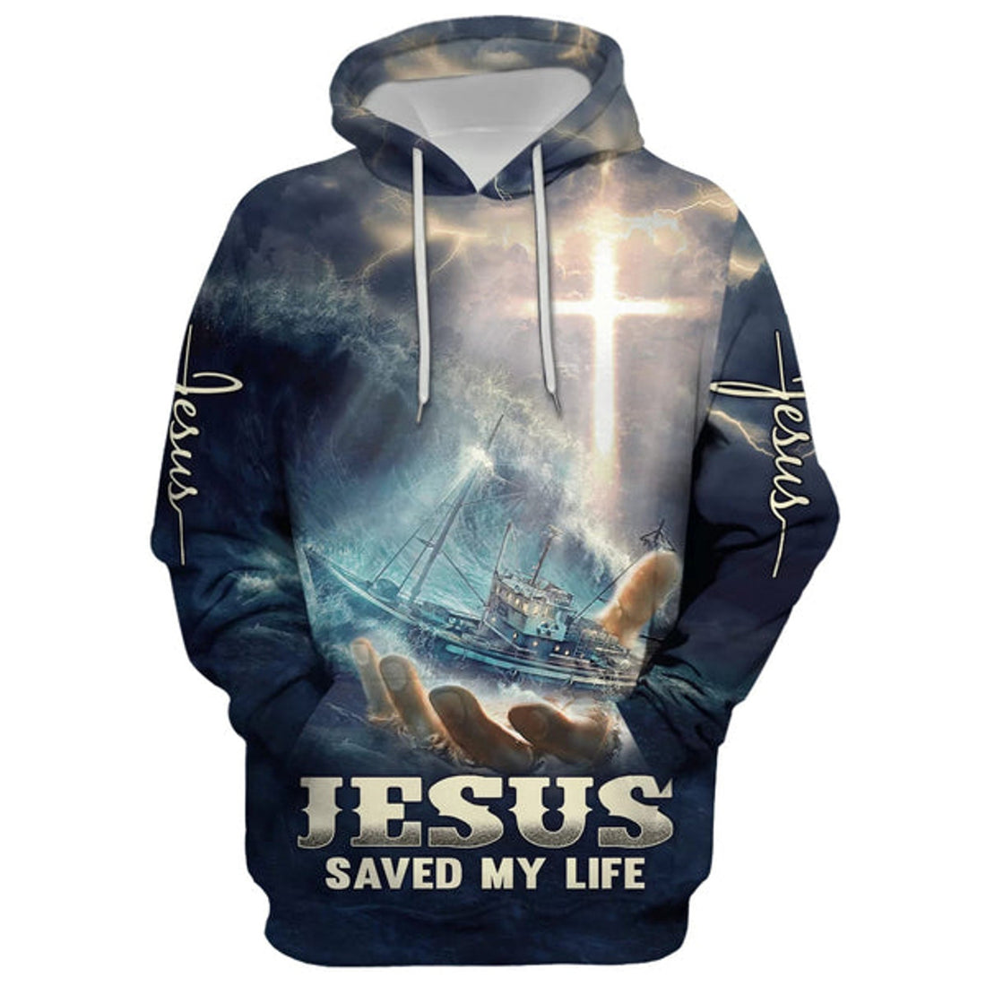 FUNSTUFFPRINT Jesus Saved My Life Hoodie - Men & Women Christian 3D Hoodie and Zip Hoodie