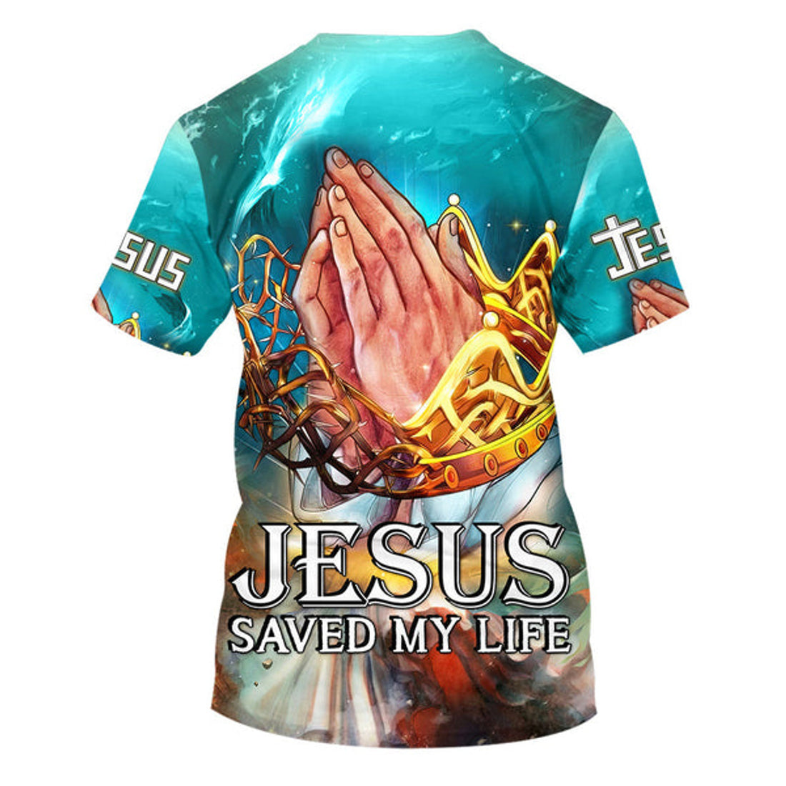 FUNSTUFFPRINT Jesus Saved My Life Prayer Hands 3D T-Shirts - Christian Shirts For Men&Women 3D T-shirt
