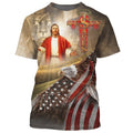 FUNSTUFFPRINT Jesus Saves American Eagle Pride Christian 3D All Over Printed Shirt for Men and Women 3D T-shirt