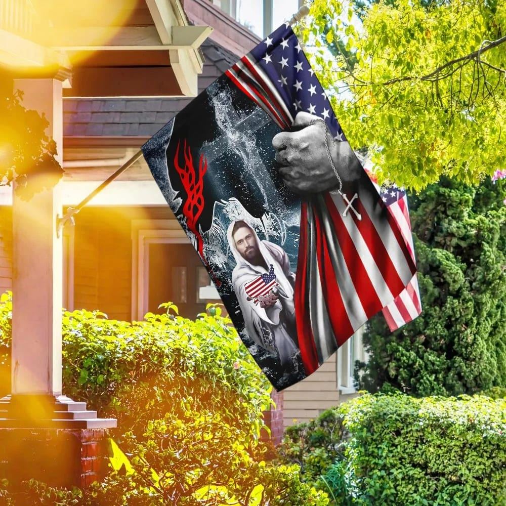 Jesus Saves God Bless America House Flag, Christian Flag, Christian Flag, Scripture Flag, Garden Banner