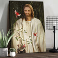Jesus Smile Growing Plant Red Cardinals Canvas Wall Art - Christian Wall Posters - Religious Wall Decor