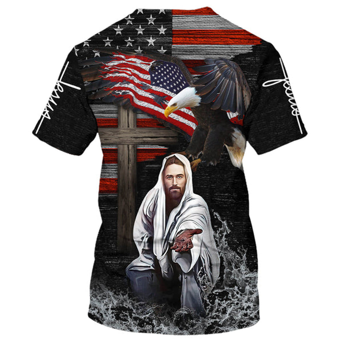 FUNSTUFFPRINT Jesus Stretched Out His Hand Christian 3D T-shirt