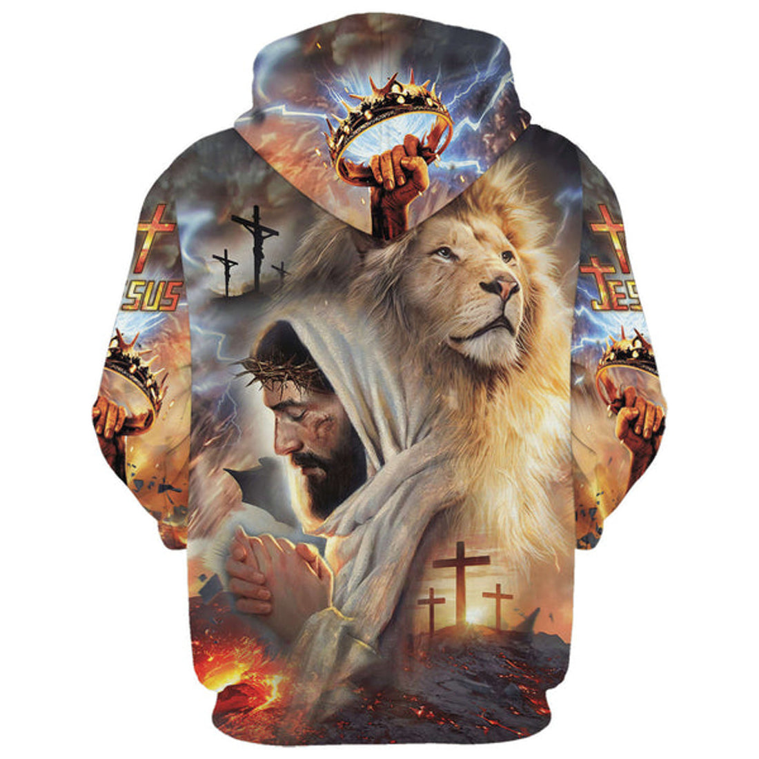 FUNSTUFFPRINT 3DJesus The Lion of Judah 3D Hoodies Jesus Hoodie Men & Women Christian 3D Hoodie and Zip Hoodie