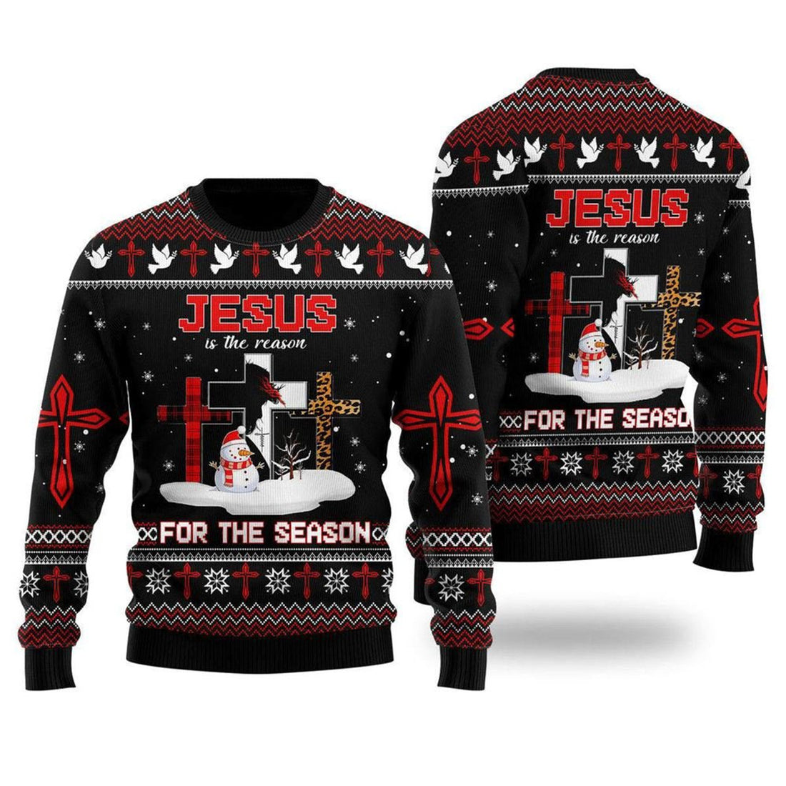 FUNSTUFFPRINT Jesus The Reasonfor The Season Ugly Christmas Sweater For Men & Women – Gifts For Christians Ugly  Sweater