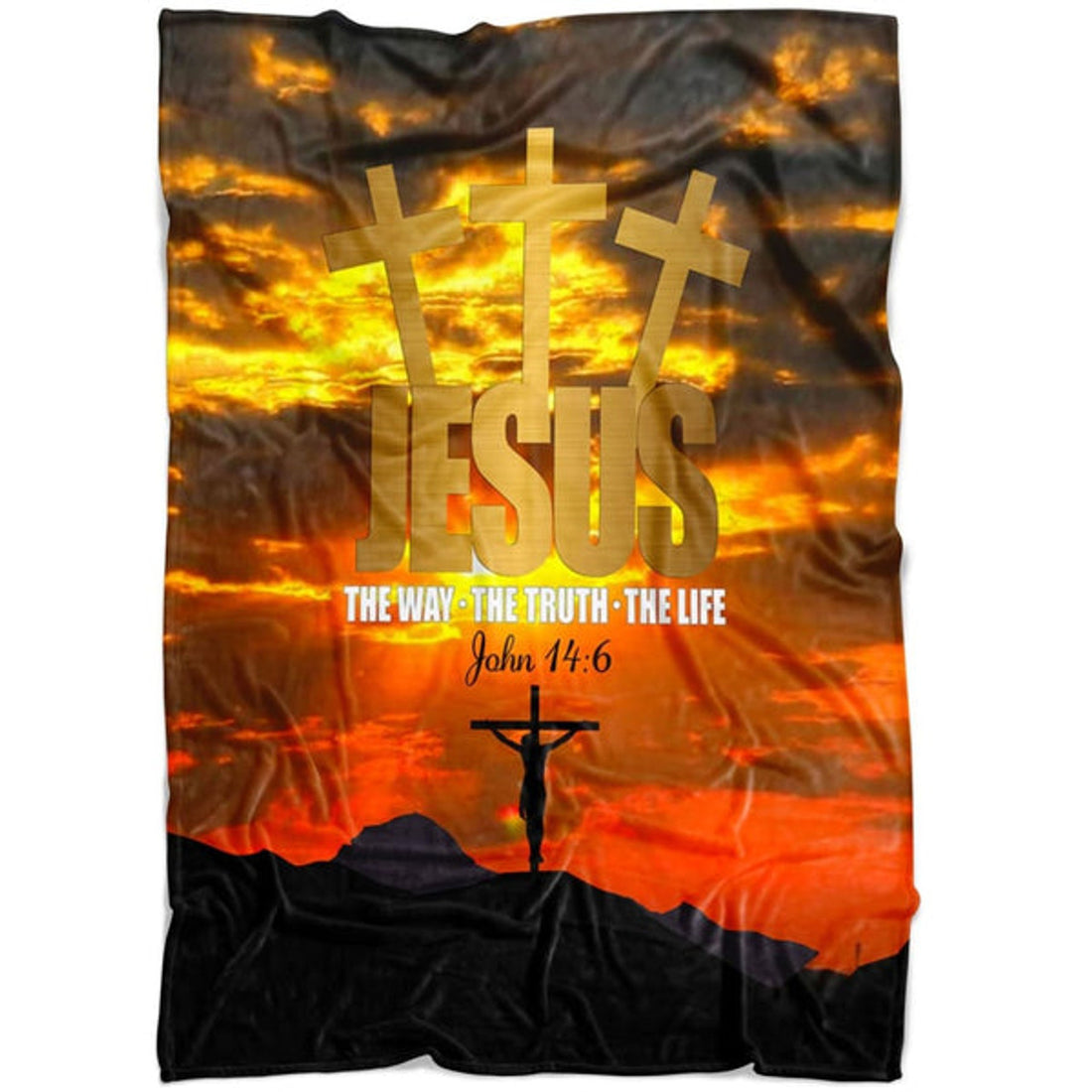 FUNSTUFFPRINT Jesus The Way The Truth The Life Fleece Blanket - Christian Blanket - Bible Verse Blanket