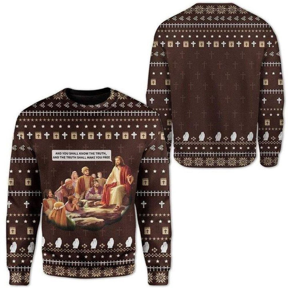 FUNSTUFFPRINT Jesus Ugly Christmas Sweater For Men & Women Adult – Gifts For Christians Ugly  Sweater