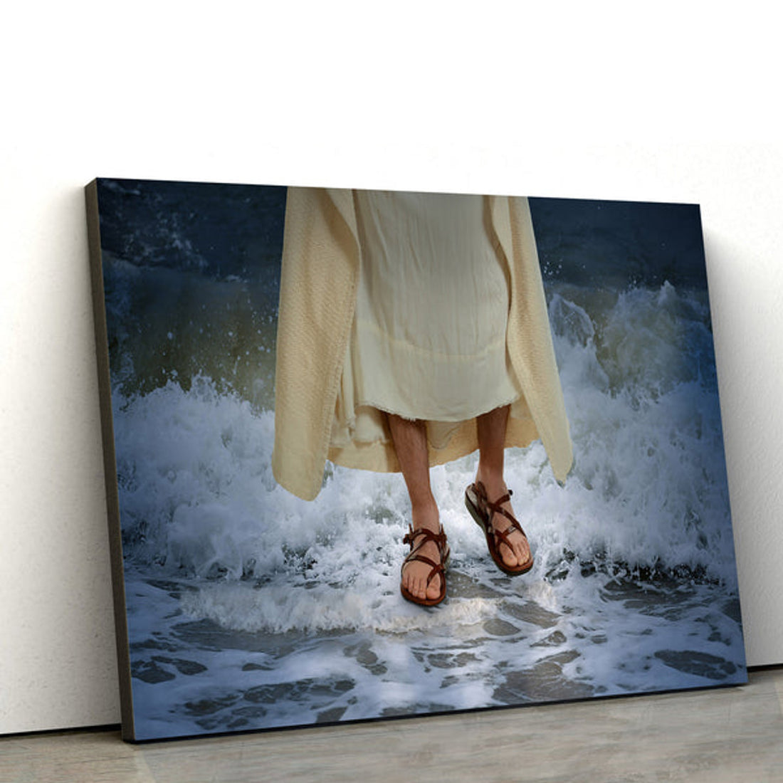 Jesus Walk On Waves Canvas Pictures - Jesus Christ Canvas Art - Christian Wall Canvas