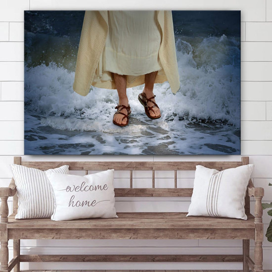 Jesus Walk On Waves Canvas Pictures - Jesus Christ Canvas Art - Christian Wall Canvas