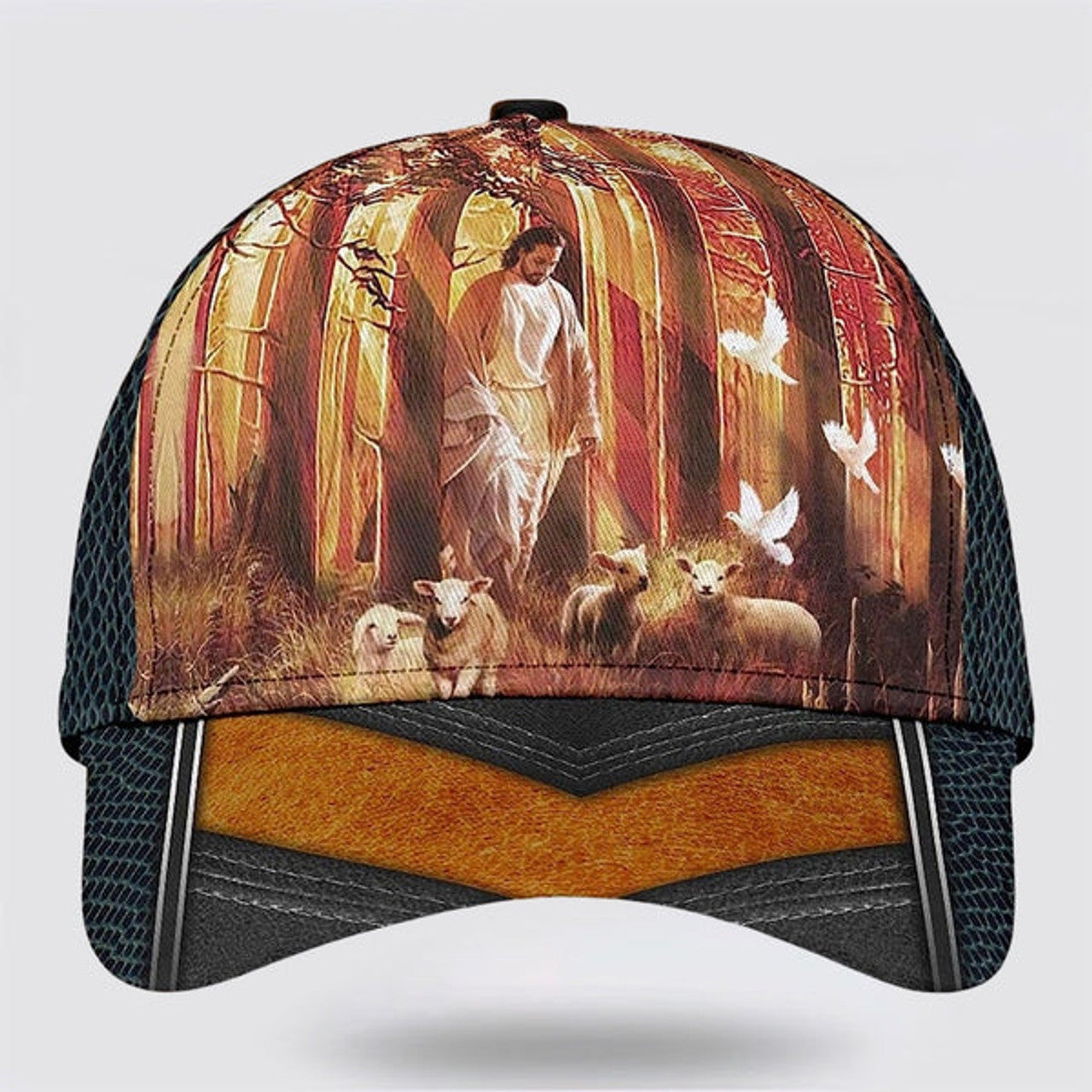 FUNSTUFFPRINT Jesus Walking In Forest With Lamb Classic Hat All Over Print - Christian Hats for Men and Women