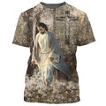 FUNSTUFFPRINT Jesus Walking In The Flower Field Shirts - Way Maker Miracle Worker Christian 3D T-shirt