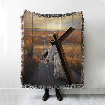 Jesus Walking On The Road To Emmaus Woven Blanket - Christian Throw Blanket - Religious Home Decor