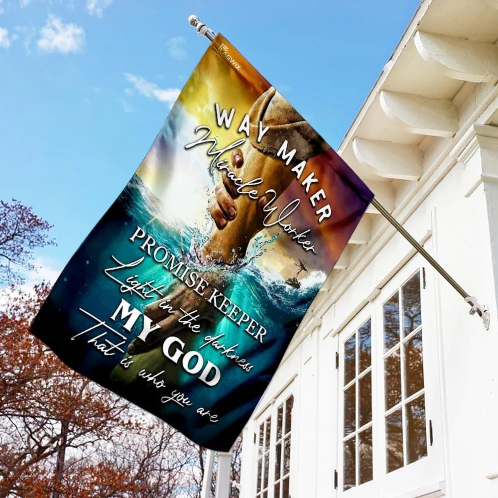 Jesus Way Maker Miracle Worker Promise Keeper Light In The Darkness House Flags, Christian Flag, Scripture Flag, Garden Banner