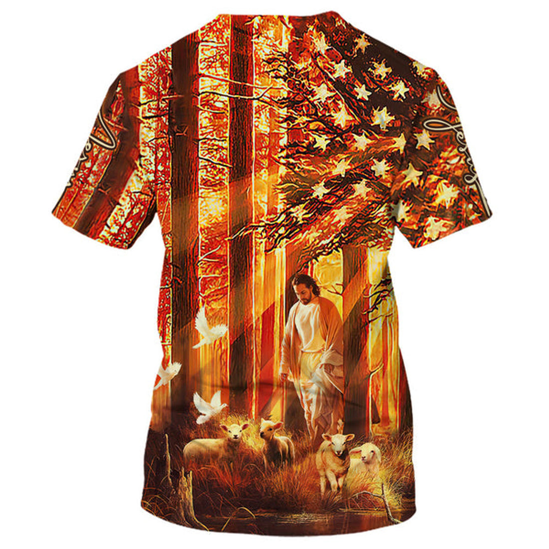 FUNSTUFFPRINT Jesus With Baby Lambs In The Forest 3D All Over Printed Shirt for Men and Women
 
 
 3D T-shirt
