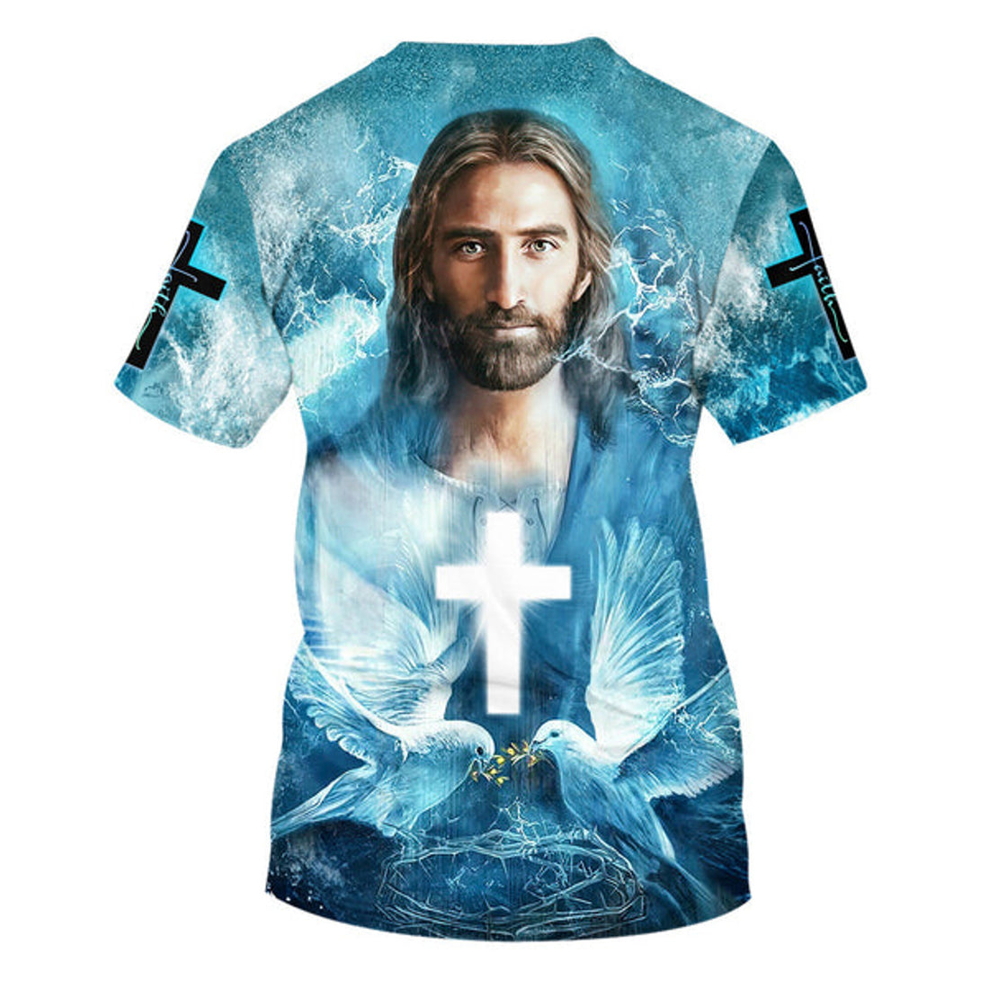 FUNSTUFFPRINT Jesus With Birds Christian 3D T-shirt
