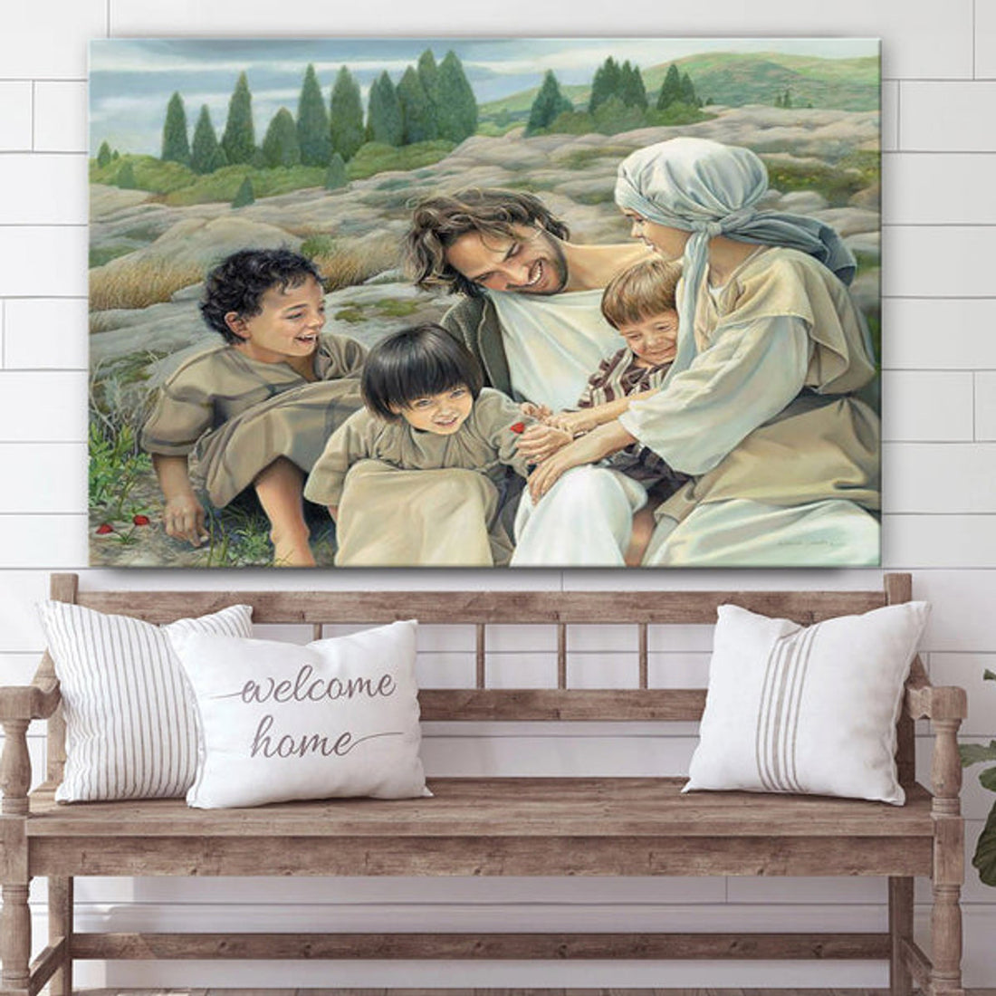 Jesus With Children Canvas Pictures - Jesus Christ Canvas Art - Christian Wall Canvas