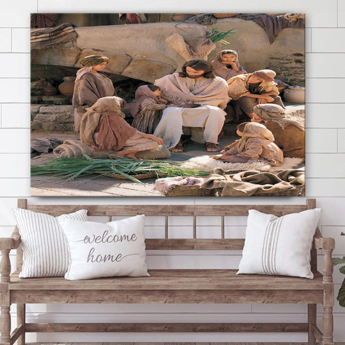 Jesus With Children Reenactment Of Christ With Children Canvas Pictures - Jesus Canvas Wall Art - Christian Canvas Paintings
