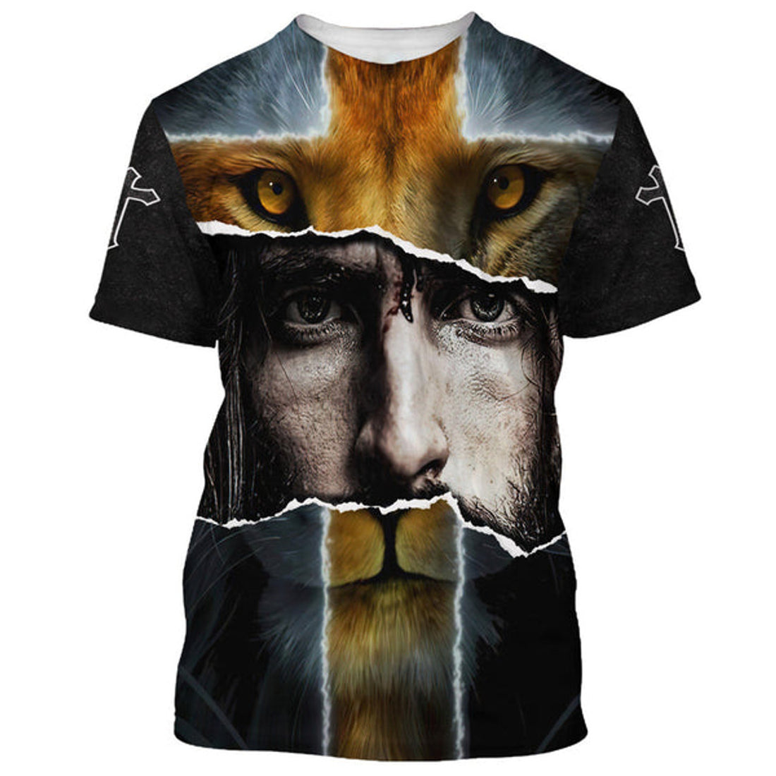 FUNSTUFFPRINT Jesus With Lion Christian 3D T-shirt