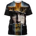 FUNSTUFFPRINT Jesus With Lion Christian 3D T-shirt