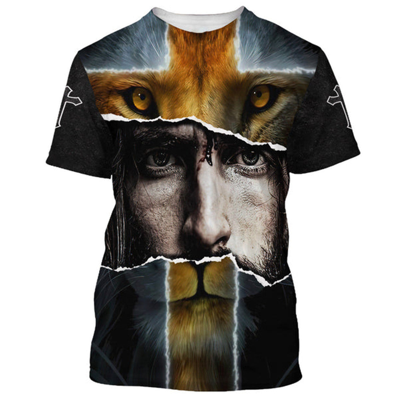 FUNSTUFFPRINT Jesus With Lion Christian 3D T-shirt