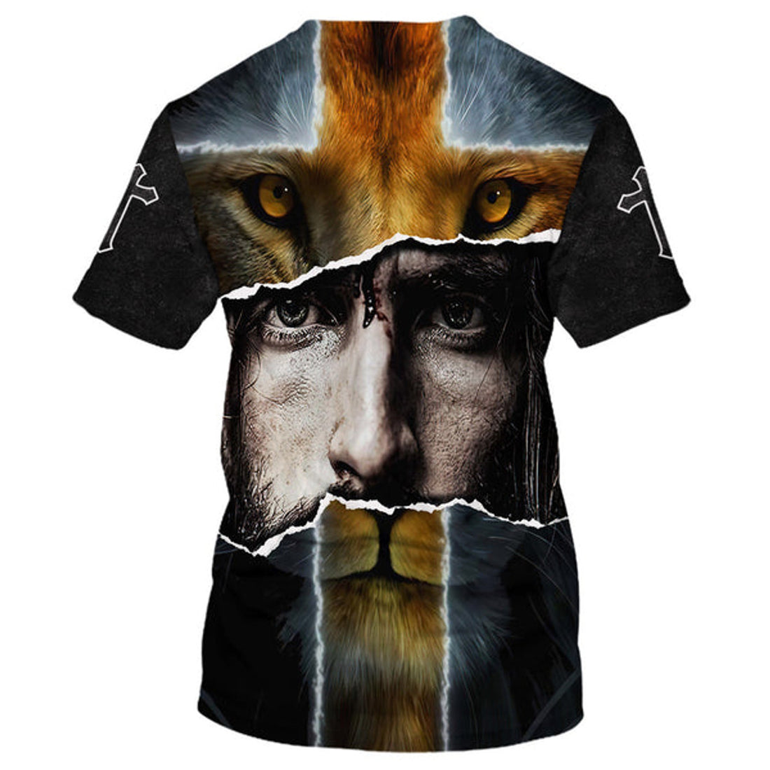 FUNSTUFFPRINT Jesus With Lion Christian 3D T-shirt