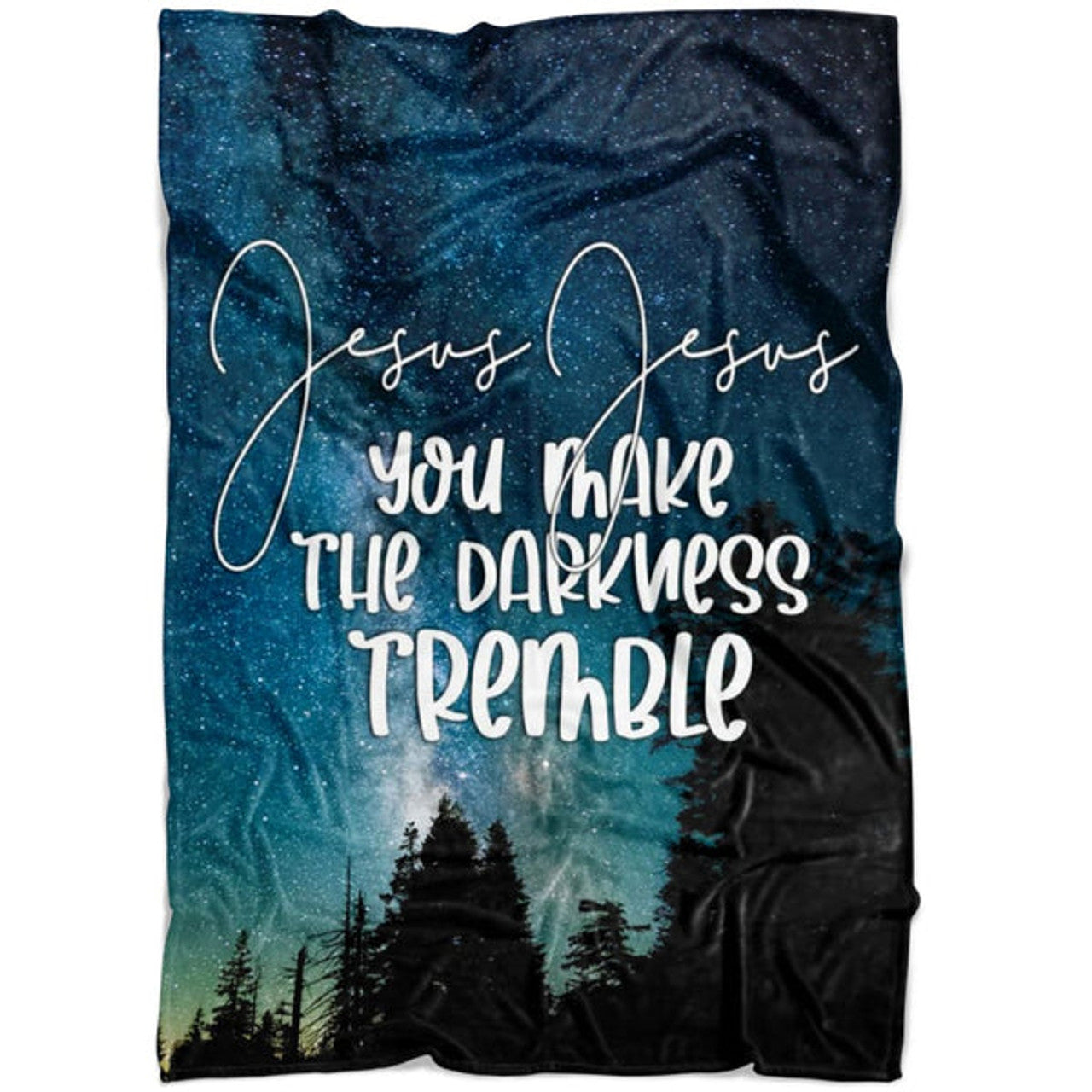 FUNSTUFFPRINT Jesus You Make The Darkness Tremble Fleece Blanket - Christian Blanket - Bible Verse Blanket