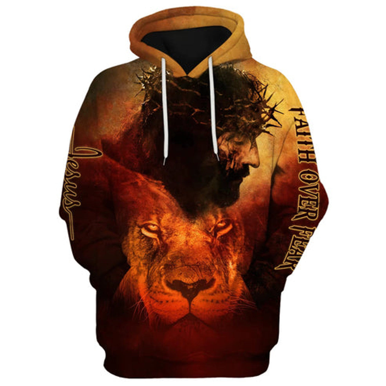 FUNSTUFFPRINT 3D Jesus and Lion 2 3D Hoodie and Zip Hoodie