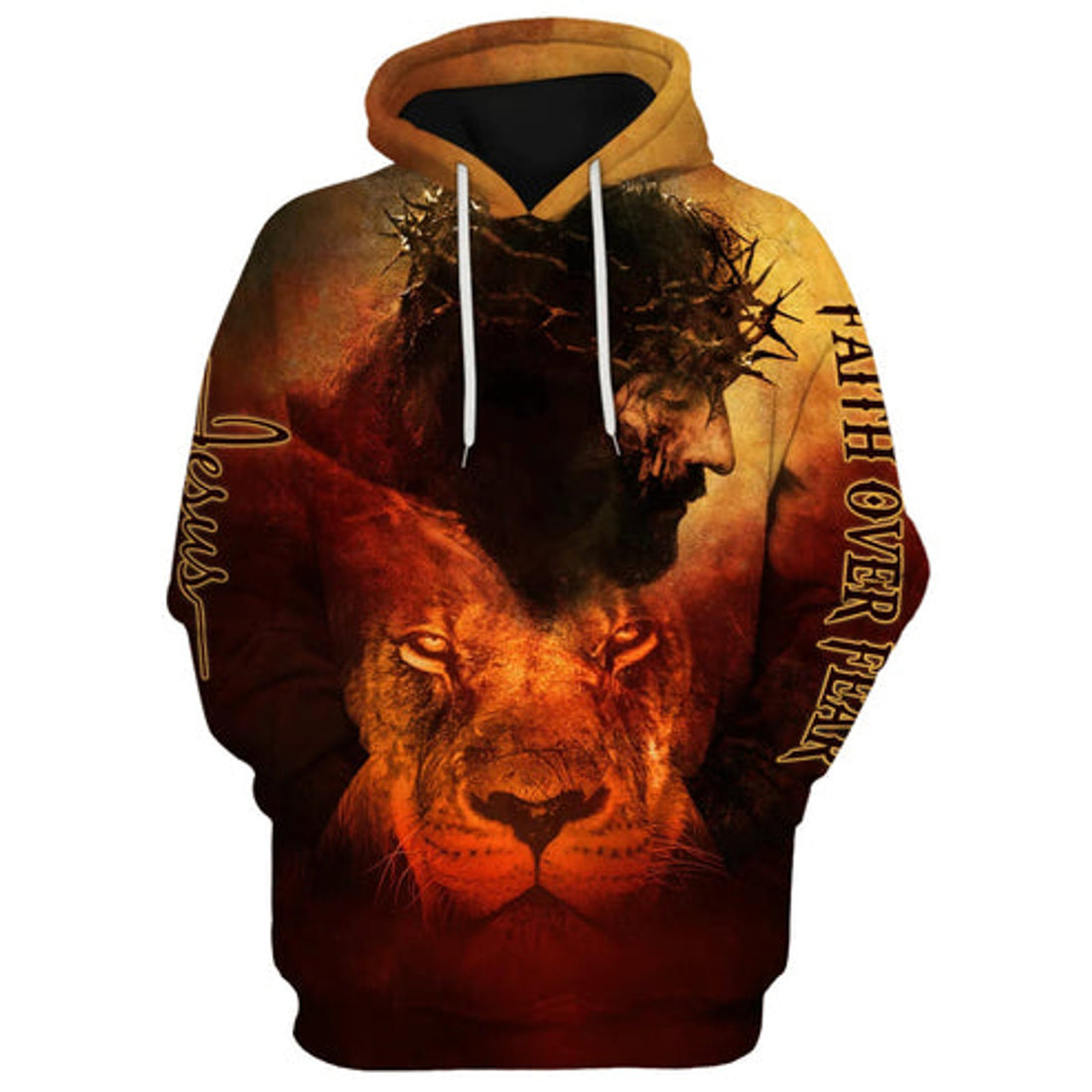 FUNSTUFFPRINT 3D Jesus and Lion 2 3D Hoodie and Zip Hoodie