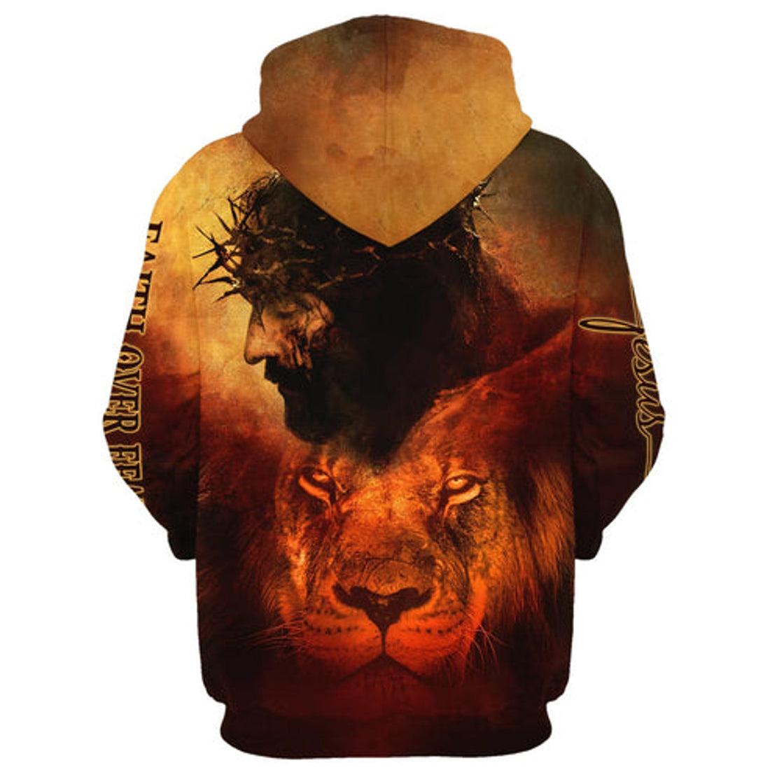 FUNSTUFFPRINT 3D Jesus and Lion 2 3D Hoodie and Zip Hoodie