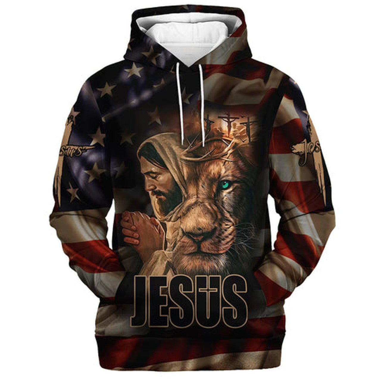 FUNSTUFFPRINT 3D Jesus and Lion 1 3D Hoodie and Zip Hoodie