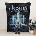 FUNSTUFFPRINT Sherpa Fleece Blanket - Jesus Saved My Life Christian Blanket