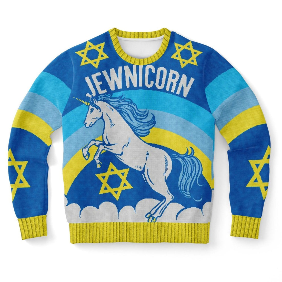 FUNSTUFFPRINT Jewnicorn Star Of David Ugly Christmas Sweater, Christmas Sweater, Ugly Sweater, Funny Xmas Sweaters Ugly Sweater