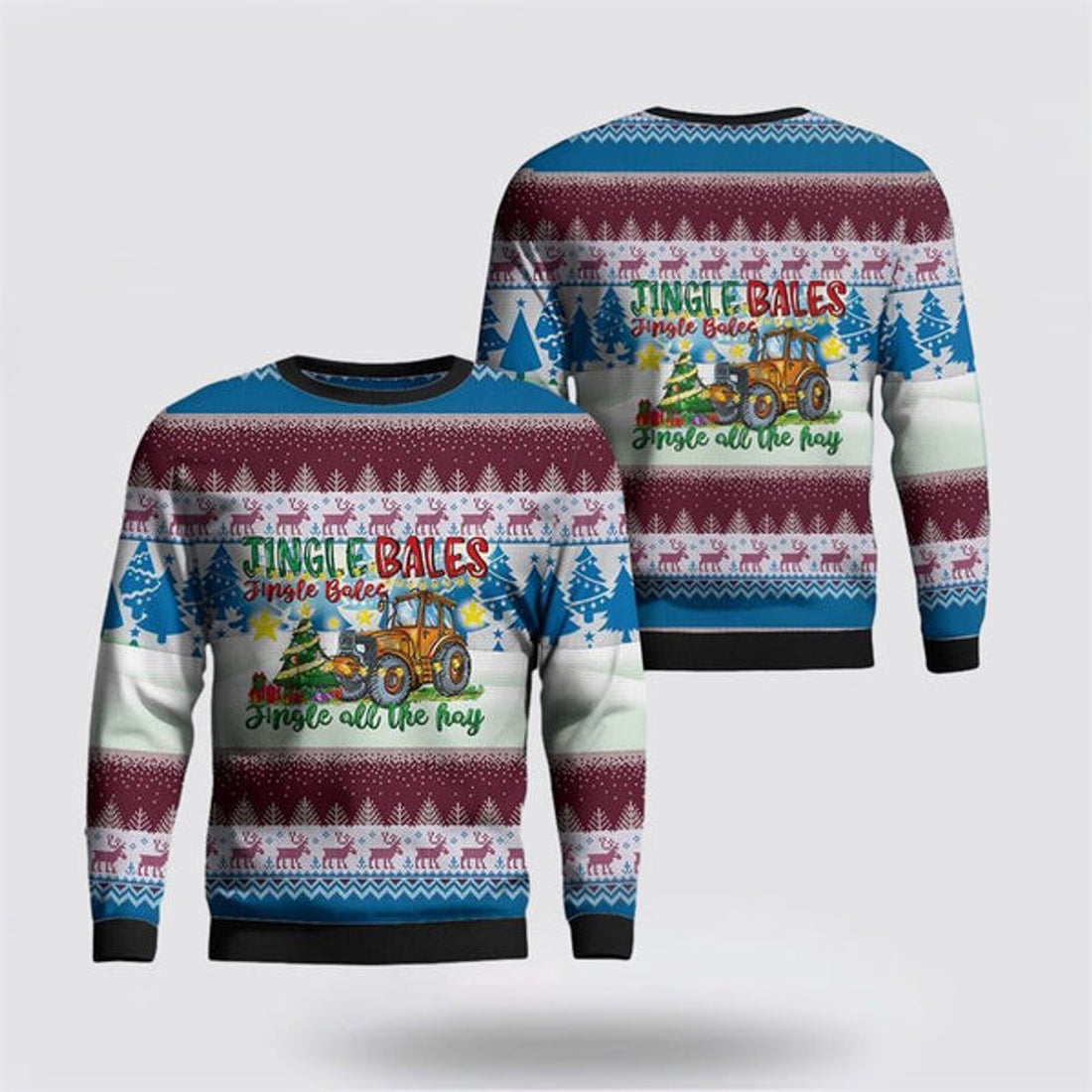 FUNSTUFFPRINT Jingle Bales Jingle Bales Jingle All The Hay Ugly Christmas Sweater, Farm Sweater, Christmas Gift, Best Winter Outfit Christmas Ugly Sweater