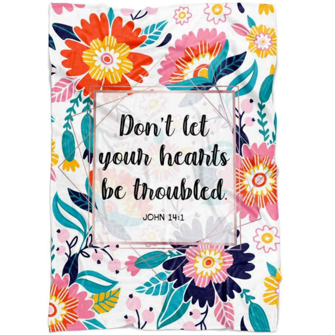 FUNSTUFFPRINT John 141 Don’t Let Your Heart Be Troubled Fleece Blanket - Christian Blanket - Bible Verse Blanket