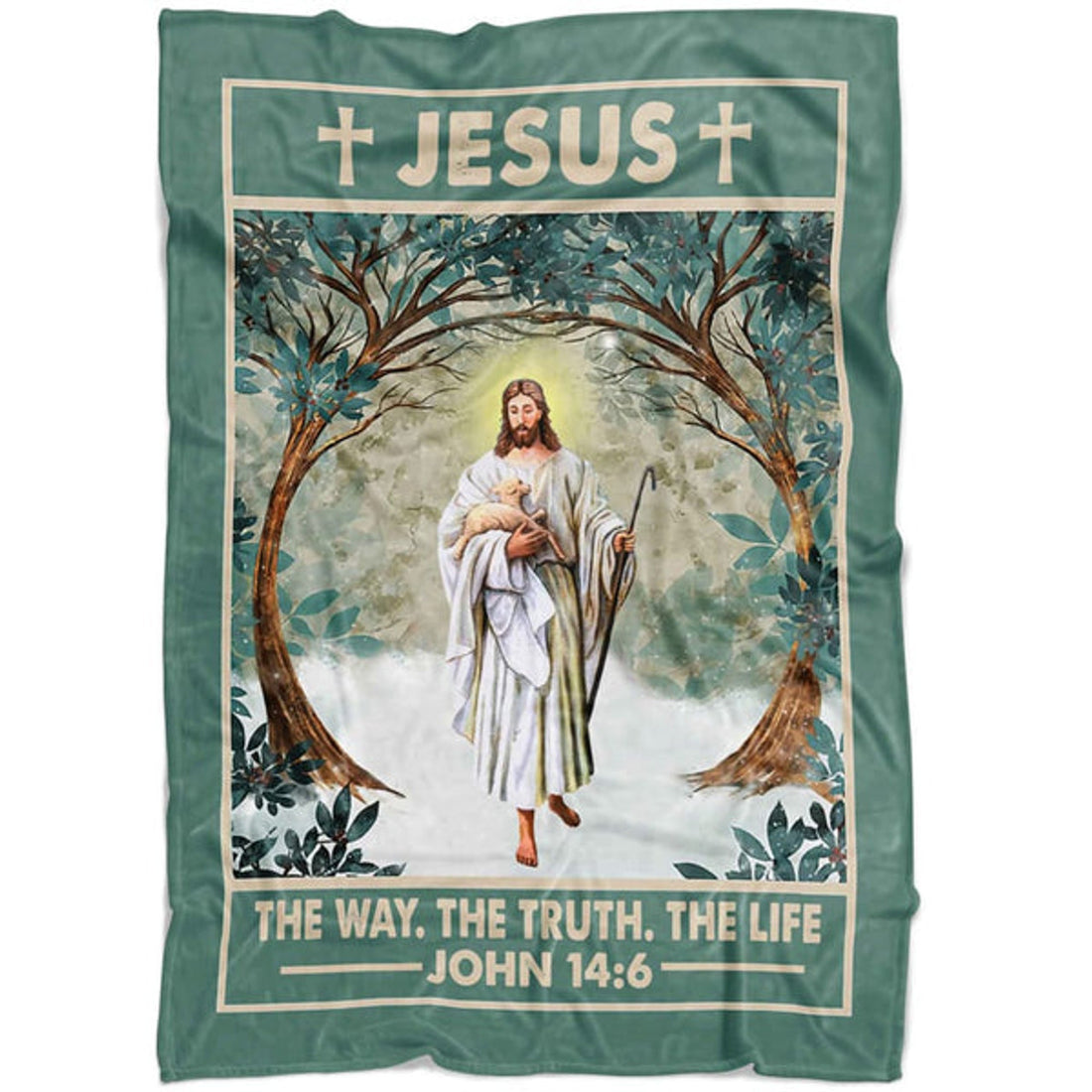 FUNSTUFFPRINT John 146 Jesus The Way The Truth The Life Fleece Blanket - Christian Blanket - Bible Verse Blanket