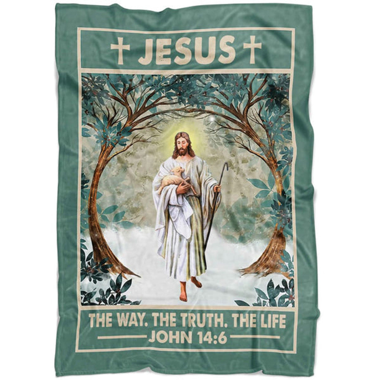 FUNSTUFFPRINT John 146 Jesus The Way The Truth The Life Fleece Blanket - Christian Blanket - Bible Verse Blanket