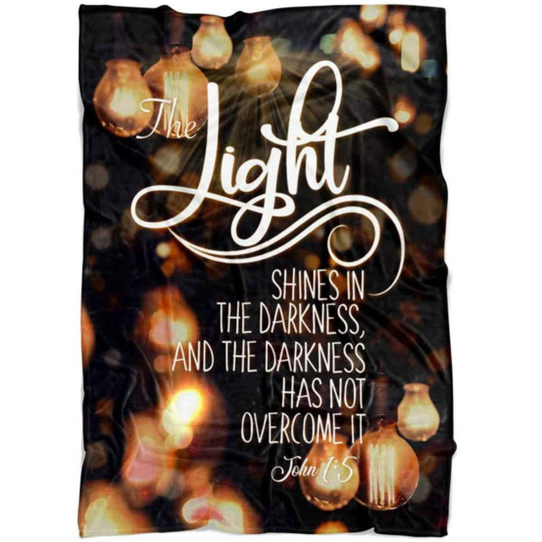FUNSTUFFPRINT John 15 The Light Shines In The Darkness Fleece Blanket - Christian Blanket - Bible Verse Blanket