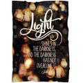 FUNSTUFFPRINT John 15 The Light Shines In The Darkness Fleece Blanket - Christian Blanket - Bible Verse Blanket